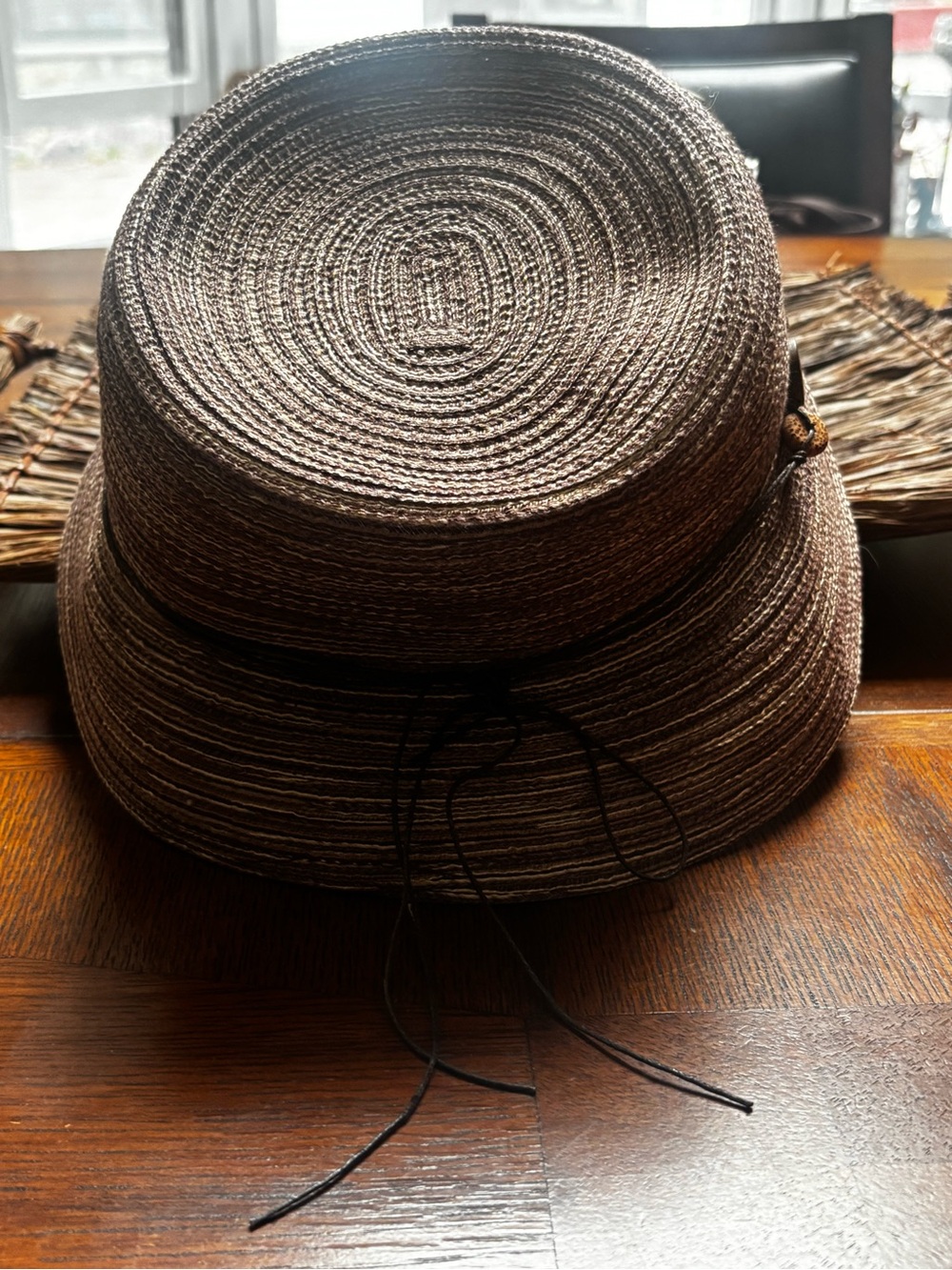 croft & barrow Brown Straw Sun Visor Hat with Bead Accent - Picture 5 of 11